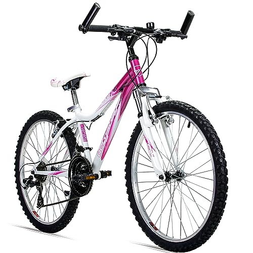 Bergsteiger Verona 24 Zoll Kinderfahrrad, geeignet für 8, 9, 10, 11 Jahre, Shimano 18 Gang-Schaltung, Mountainbike mit Gabel-Federung, Mädchen-Fahrrad von Bergsteiger