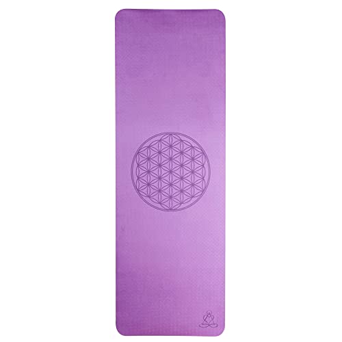 Berk Yogamatte TPE ecofriendly - Blume des Lebens 182 x 61 x 0.6 cm, violett von Berk