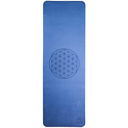 Berk Yogamatte TPE ecofriendly - Blume des Lebens 182 x 61 x 0.6 cm, blau von Berk