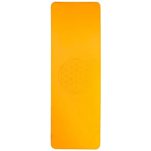 Blume des Lebens Yoga-Matte TPE ecofriendly - orange/grau von Berk