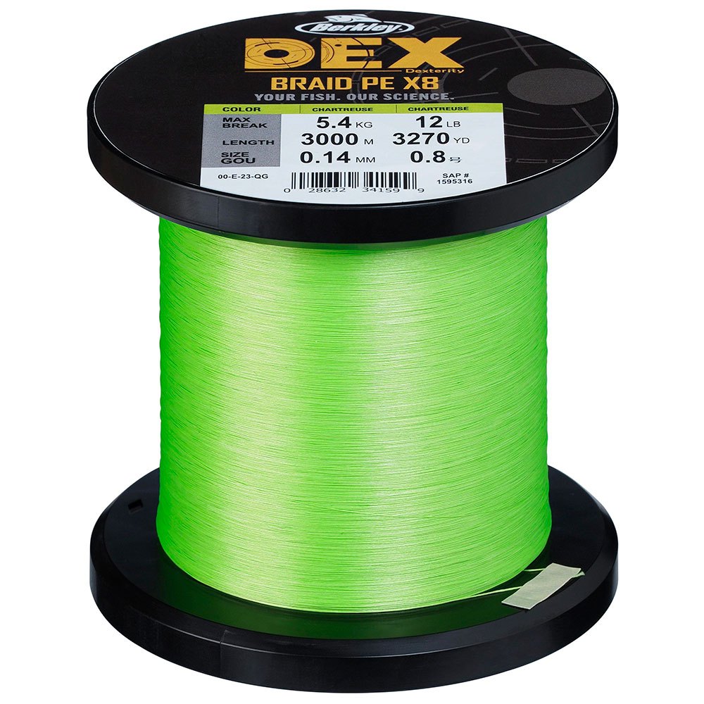 Berkley Dex X8 15 Lbs 3000 M Braided Line Grün 0.080 mm von Berkley