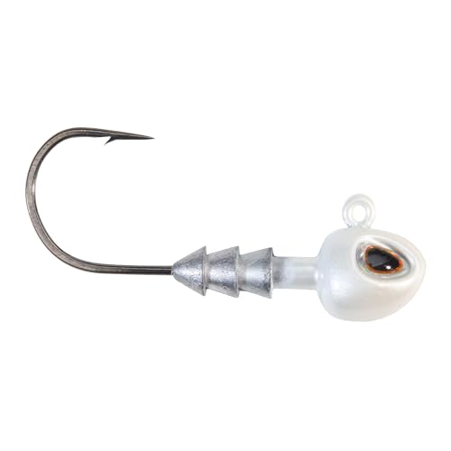 Berkley Fusion19 Hybrid-Jighead, Perlweiß, Größe 2/0, 0,6 g, klebrige scharfe Hakenspitze, konischer Köderhalter, High-Def-Details und realistisches 3D-Auge von Berkley