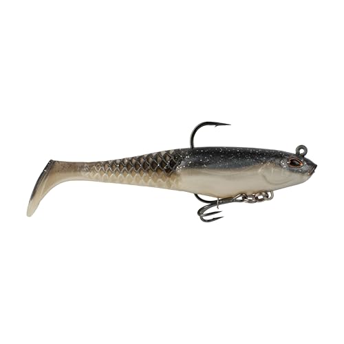 Berkley PowerBait Salzwasser-Köder, vorgerigter Cullshad, weicher Köder, schwarzer Farbton, 10,2 cm, unwiderstehlicher Duft und Geschmack, größeres Profil, bereit zum Fischen, Waben-Technologie für von Berkley