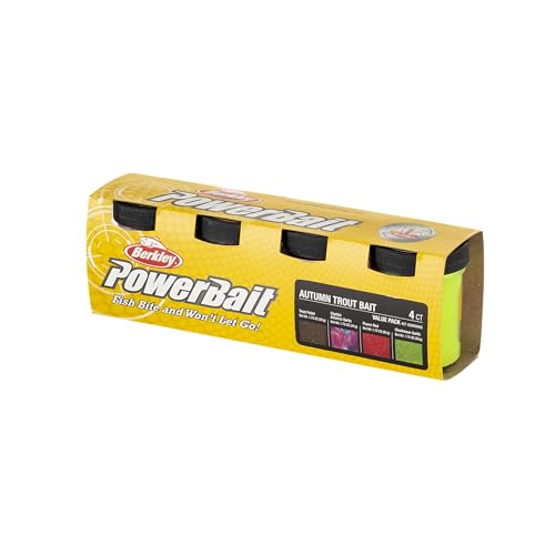 Berkley PowerBait Trout Dough Season Pack, 4 Farben und Geschmacksrichtungen für das ganzjährige Forellenfischen, mit Duftstoffen versetzter, formbarer Köder, alle Könnensstufen, Herbstpackung Berkley PowerBait Trout Dough Season Pack, 4 Farben und Geschmacksrichtungen für das ganzjährige Forellenfischen, mit Duftstoffen versetzter, formbarer Köder, alle Könnensstufen, Herbstpackung von Berkley