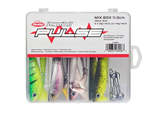 Berkley Pulse Shad Gummi-Angelköder und Jigkopf-Haken-Set - Set aus Paddelschwanz-Gummiködern mit passenden Jigköpfen für Hecht, Barsch, Zander von Berkley