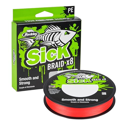 Berkley Sick Braid – 8-fach geflochtene Angelschnur, super glattes 8-fach Multifaden PE Raubfischgeflecht, Angelschnüre 150-300 m zum Süßwasser- oder Salzwasser-Meeresangeln, Red Berkley Sick Braid – 8-fach geflochtene Angelschnur, super glattes 8-fach Multifaden PE Raubfischgeflecht, Angelschnüre 150-300 m zum Süßwasser- oder Salzwasser-Meeresangeln, Red von Berkley