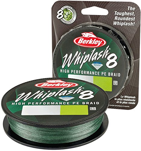 Berkley Whiplash 8 geflochtene Angelschnur – 100 Prozent Dyneema 8-faches Geflecht für Salzwasser- und Süßwasserangeln, Grün, 47.1kg | 104lb| 150m von Berkley