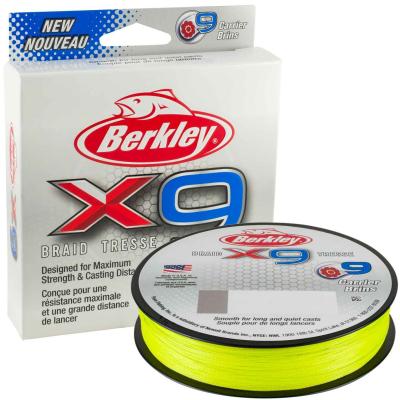 Berkley X9 Braid Fluro Green 8lb 9.0kg 150m 0.10mm von Berkley