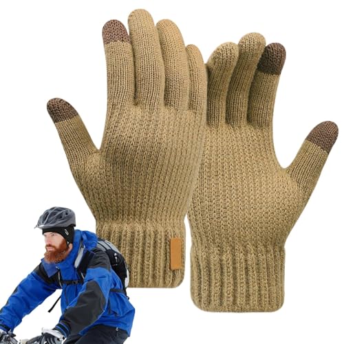 Gestrickte Winterhandschuhe – Touchscreen-Doppelschicht-Winter-Fäustlinge, Fahrradhandschuhe – Hände Warme Fahrradhandschuhe, Thermohandschuhe Für Kaltes Wetter Zum Laufen, Radfahren, Wandern von Berriphonia