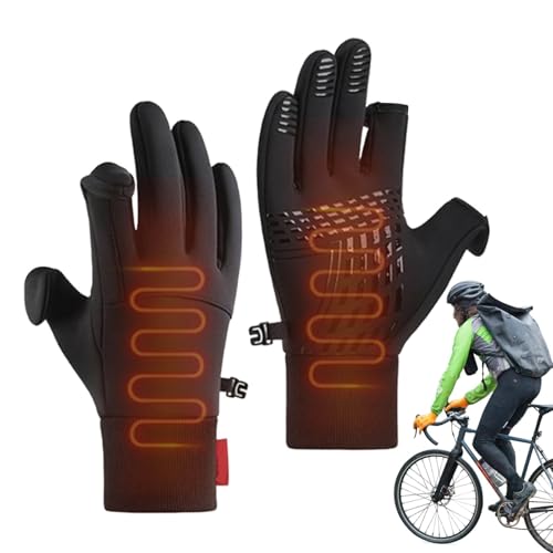 Besreey Winterhandschuhe für Herren, Fahrradhandschuhe | 2 Cut-Finger-Design, Winddichte Thermohandschuhe - Winter-Angelausrüstung, Handschuhe für kaltes Wetter zum Wandern, Spazierengehen von Besreey