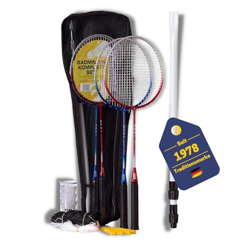 BEST SPORTING Federball Set Erwachsene und Kinder I Badminton Set bestehend aus Netz, 4 Schlägern, 3 Badmintonbällen und Tasche I Federball Set Kinder I Badminton Netz und Schläger für den Garten von BEST SPORTING