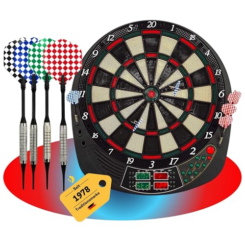 Best Sporting Dartscheibe elektronisch Coventry I Dartscheibe elektronisch mit LED-Anzeigen I E-Dartscheibe mit 12 Dartpfeilen & Ersatzspitzen I hochwertiger Dartautomat für 16 Spieler von B Best Sporting