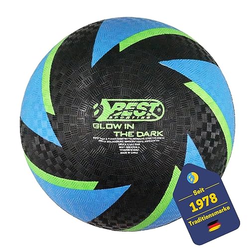 Best Sporting Barfuß Fußball Glow in The Dark I Leichter Ball Größe 5 I schwarz-Blauer Sportball I leuchtender Kickball I Kinder Spielball aus PVC I Strandball für Drinnen & Draußen von B Best Sporting