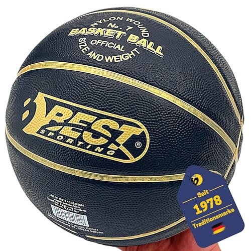 BEST SPORTING Basketball Größe 7 I Mit Doppelhubpumpe I Basketball Outdoor mit Grip I Basketball in schwarz/goldem Design I Unaufgepumpt I Basketball mit offiziellem Gewicht & Größe BEST SPORTING Basketball Größe 7 I Mit Doppelhubpumpe I Basketball Outdoor mit Grip I Basketball in schwarz/goldem Design I Unaufgepumpt I Basketball mit offiziellem Gewicht & Größe von BEST SPORTING