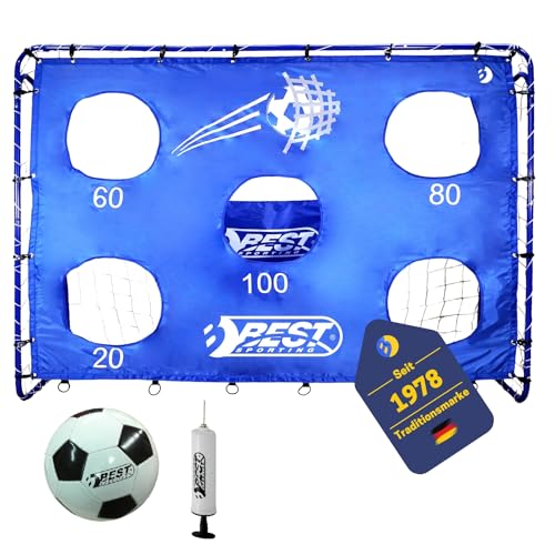BEST SPORTING Fußballtor Set mit Tor, Torwand mit 5 Schusslöchern, Ball, Pumpe, Design Blau BEST SPORTING Fußballtor Set mit Tor, Torwand mit 5 Schusslöchern, Ball, Pumpe, Design Blau von BEST SPORTING