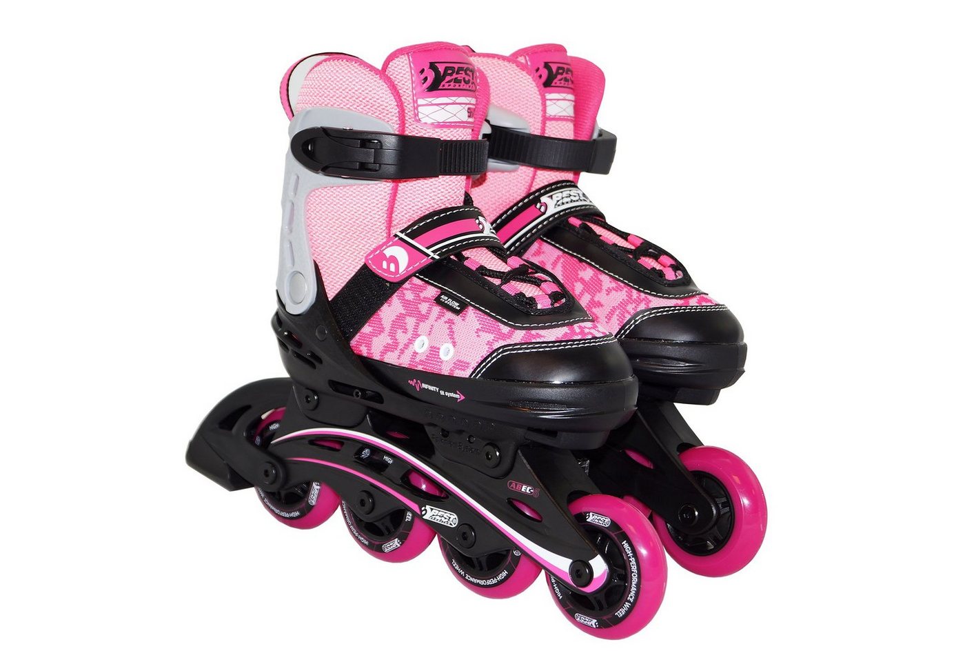 Best Sporting Inlineskates Inline Skates Größe verstellbar, ABEC 5 Carbon, blau pink von Best Sporting