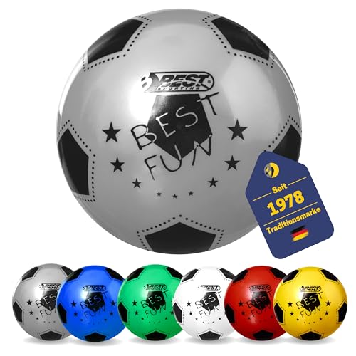 Best Sporting PVC-Ball Fun I Leichter Spielball I silberner Fußball I hochwertiger Wasserball I 23 cm großer Beachball I bunter Ball mit Best Sporting Logo I Gummiball I Ball Kinder von B Best Sporting