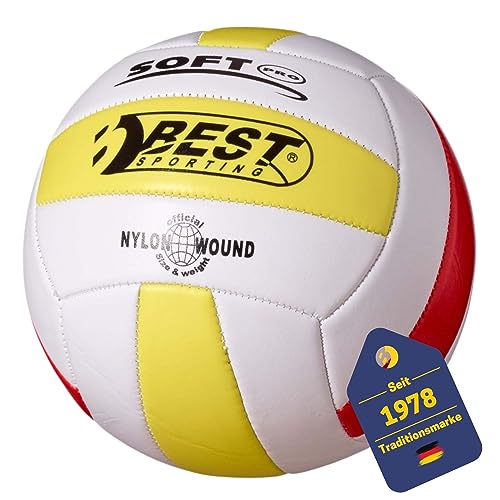 Best Sporting Volleyball Größe 5 I Ball in weiß/gelb/rot & 18-Panel Design I hochwertiger superweicher Volleyball I formbeständige Volleyball I Volleyball Outdoor mit offizieller Größe 5 Best Sporting Volleyball Größe 5 I Ball in weiß/gelb/rot & 18-Panel Design I hochwertiger superweicher Volleyball I formbeständige Volleyball I Volleyball Outdoor mit offizieller Größe 5 von BEST SPORTING