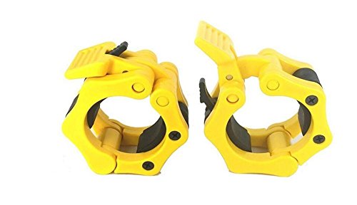 Bestland 25mm/50mm Barbell Halsbänder Hantelverschlüsse Hantelstangen Verschluss Barbell Collar für Olympische Hantel - 1 Paar (Gelb, 50mm) von BestLand