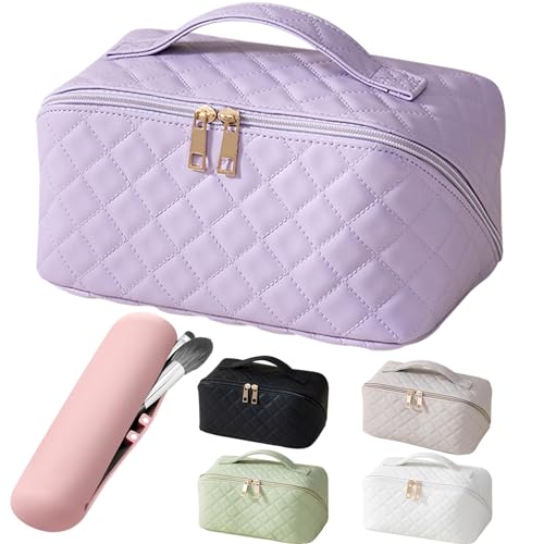 Bestash Reise Kosmetiktasche Damen mit Großem,Tragbare Reise Make Up Tasche,Wasserdichter Schminktasche kulturtasche mit Trennwand Tasche Organizer (Hellviolett) von Bestash