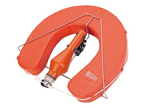 Hufeisen Rettungsring orange mit Blitzboje in Halterung Hufeisen Rettungsring orange mit Blitzboje in Halterung von Besto