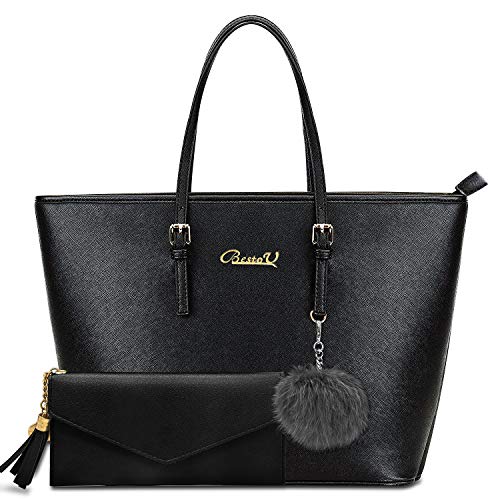 BestoU Handtasche Damen Elegant Umhängetasche Tasche Damen Shopper Damen Schultertasche Große mit einer Damen Geldbörse und Pelz Kugel Plüsch Schlüsselring (Schwarz) BestoU Handtasche Damen Elegant Umhängetasche Tasche Damen Shopper Damen Schultertasche Große mit einer Damen Geldbörse und Pelz Kugel Plüsch Schlüsselring (Schwarz) von BestoU