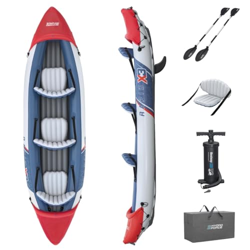 Bestway Hydro Force Kajak-Set Rapid X3 381 x 100 x 44 cm, 3 Erwachsene, 280 kg, Inflata-Shield Pro-Material, 3 Luftkammern, 2 abnehmb Finnen, GS-zertifiziert, Paddel, Doppelhubkolbenpumpe, Tragetasche Bestway Hydro Force Kajak-Set Rapid X3 381 x 100 x 44 cm, 3 Erwachsene, 280 kg, Inflata-Shield Pro-Material, 3 Luftkammern, 2 abnehmb Finnen, GS-zertifiziert, Paddel, Doppelhubkolbenpumpe, Tragetasche von Bestway