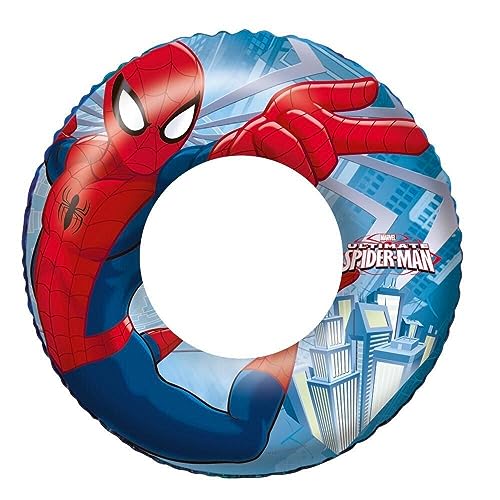 Bestway – Aufblasbarer Spiderman-Lizenz-Schwimmring, Mehrfarbig – 98003B – 56 cm – Outdoor-Spiel ab 36 Monaten, blau von Bestway