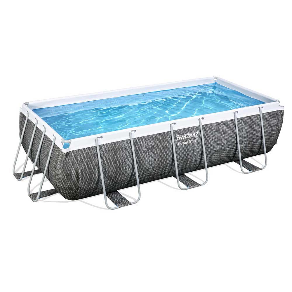 Bestway 56721 Power Steel 404x201x100cm Rectangular Tubular Pool Blau,Grau 6478 Liters von Bestway