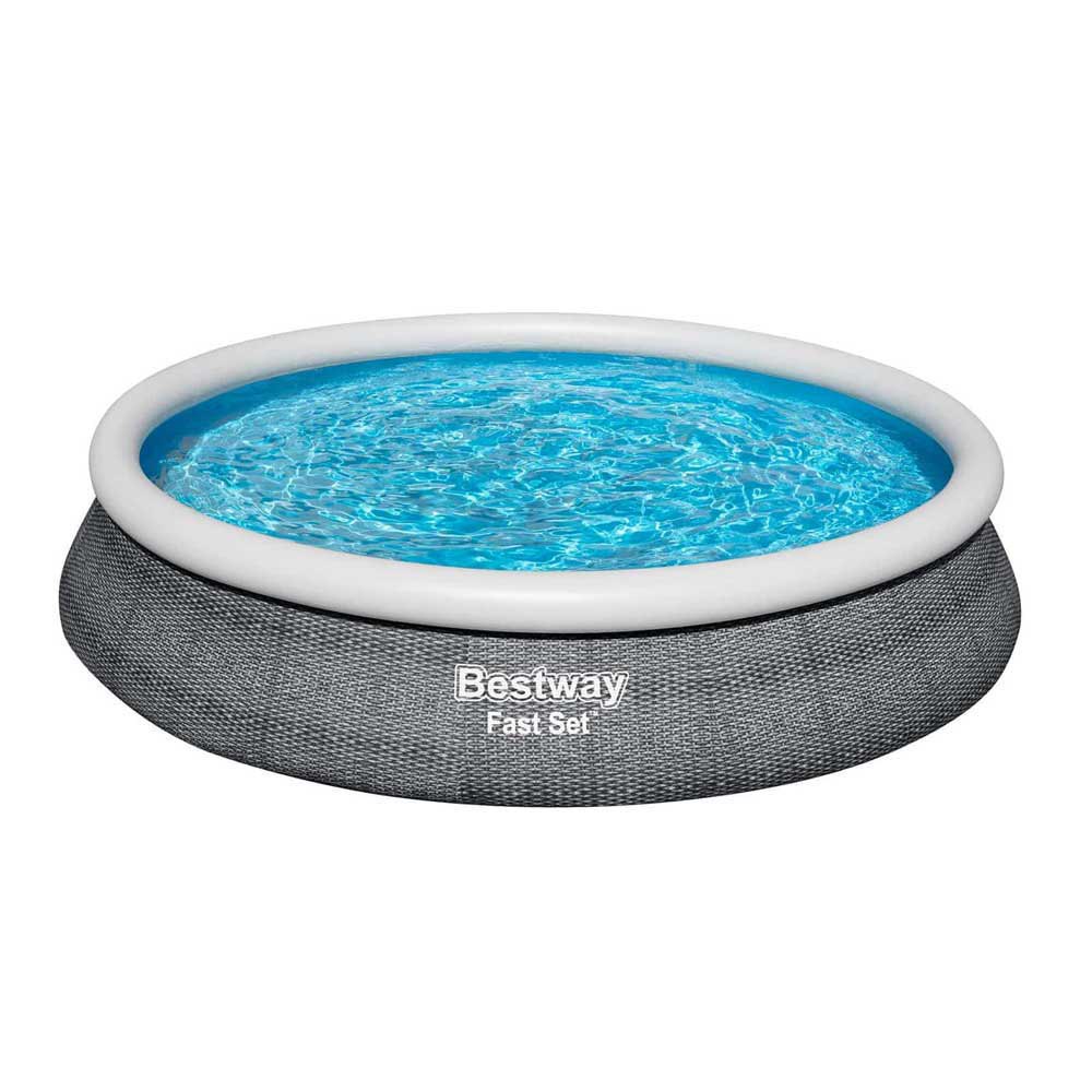 Bestway 57313 Fast Set Rattan Ø457x84cm Round Inflatable Pool Blau 9677 Liters von Bestway