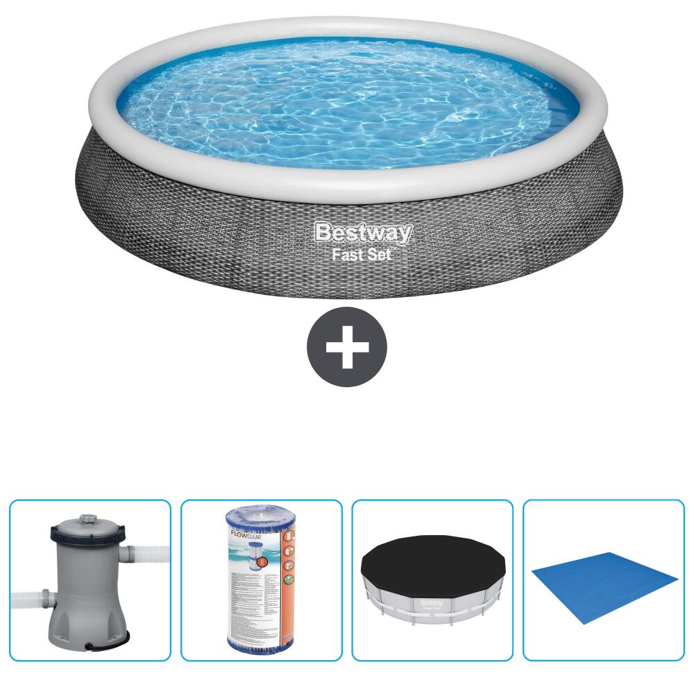 Bestway Fast Set Schwimmbad – 396 x 84 cm –  mit Zubehör - 5737652 von Bestway