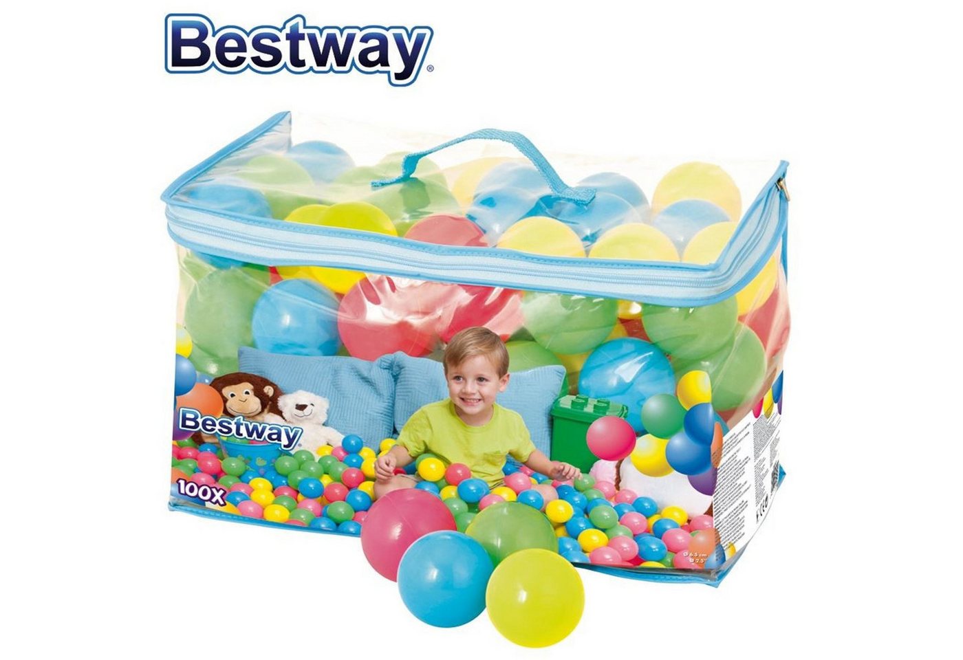 Bestway Softball Ballset 100 Stück Ersatzbälle Bällebad 4 Farben Spielbälle Kinderbälle von Bestway