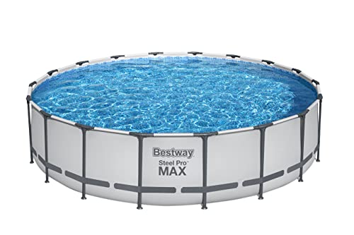 Bestway Steel Pro MAX Frame Pool Komplett-Set mit Filterpumpe Ø 549 x 122 cm, lichtgrau, rund von Bestway