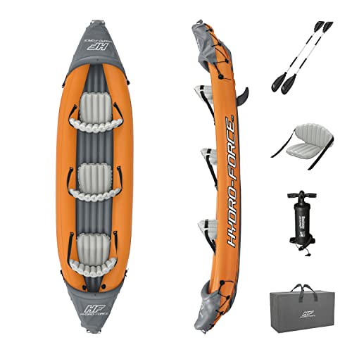 Hydro-Force Rapid X3 aufblasbares Kajak-Set, passend für bis zu 3 Erwachsene, inklusive 2 Aluminium-Paddel, 1 Handpumpe, 2 Flossen, 1 Tragetasche, Reparaturflicken Hydro-Force Rapid X3 aufblasbares Kajak-Set, passend für bis zu 3 Erwachsene, inklusive 2 Aluminium-Paddel, 1 Handpumpe, 2 Flossen, 1 Tragetasche, Reparaturflicken von Bestway