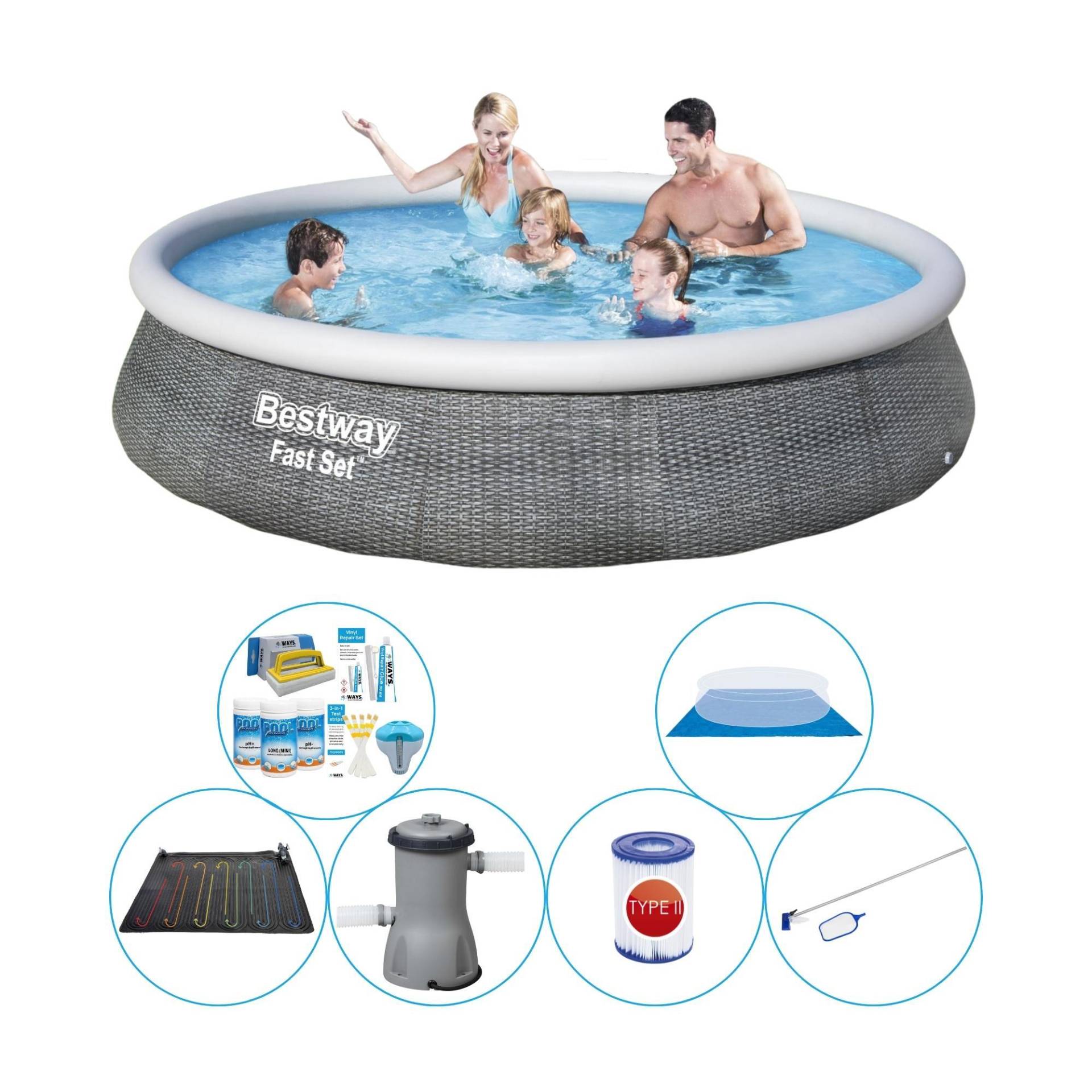 Schwimmbadpaket - Bestway Fast Set 396x84 cm Rund von Bestway