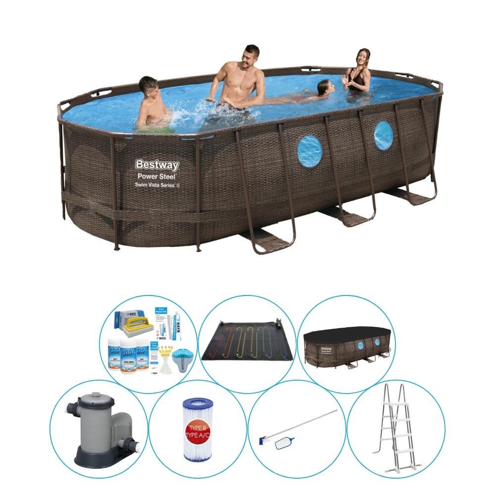 Schwimmbadpaket - Bestway Power Steel Swim Vista Oval 549x274x122 cm von Bestway