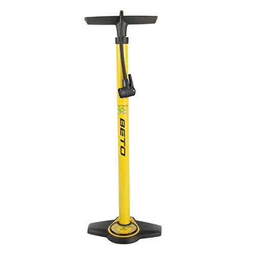 BETO Standpumpe, Fahrradpumpe, Luftpumpe, mit Manometer, mit Universaldoppelpumpenkopf, 160psi, 11bar, AV, DV, FV, Autoventil, Dunlopventil, Französisches Ventil, aus Stahl von Beto