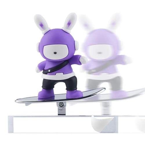 Bexdug Auto-Dekoration, Skateboard-Ornament, Auto-Bildschirm-Cartoon-Skateboard - Schwebender Bildschirm, kreative bewegliche Kaninchen-Ornamente - Cartoon-Skateboard-Puppe, schwebender Bildschirm, von Bexdug