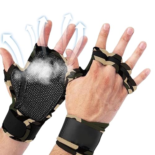 Bexdug Gewichtheber-Handschuhe, Handgelenkstütze, belüftete Handschuhe, rutschfest, atmungsaktiv, für Damen und Herren, für Fitnessstudio, Fitness, Training von Bexdug