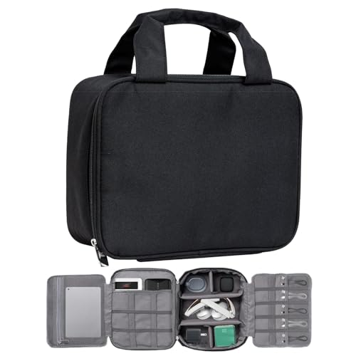 Bexdug Kabel-Organizer-Tasche, Kabel-Organizer, elektronische Tasche, Kabeltasche, mehrlagig, mit Fächern, Aufbewahrungs-Organizer, Reise-Elektronik-Organizer, Schwarz , Refer to description, Unisex von Bexdug