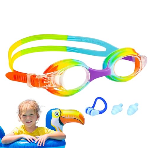 Bexdug Unisex-Kinder-Schwimmbrille,Schwimmbrille für Kinder - Kleinkindbrille Kinderbrille mit ergonomischem Design,Verstellbare, auslaufsichere Komfortbrille mit Ohrstöpseln für Kinder im Alter von von Bexdug