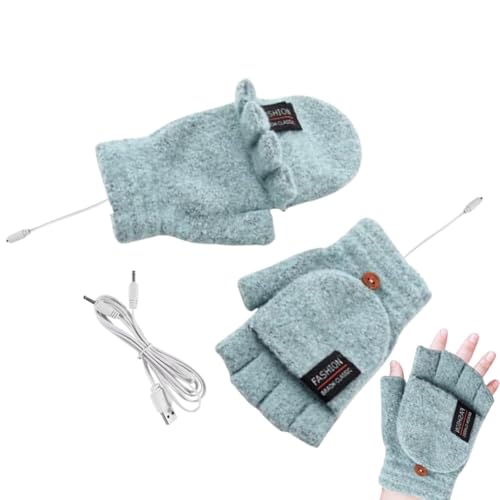 Bexdug Wärmende Handschuhe für Damen, Fingerlose gestrickte Heizhandschuhe | Volle Halbfinger-USB-Handwärmerhandschuhe,Waschbarer elektrischer Winter-Cabrio-Handschuh zum Tippen von Bexdug