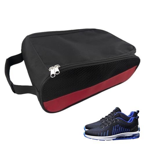 Schuhtasche mit Reißverschluss, Schuhbeutel für Fitnessstudio, wasserabweisend, belüftet, mit Tragegriff oben, für Damen und Herren, rot, Refer to description, Uni von Bexdug