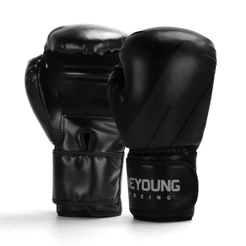 Beyoung Boxhandschuhe 453.6 g Boxtraining Handschuhe Herren Damen Muay Thai MMA Kickboxhandschuhe Erwachsene Schwere Boxsack Handschuhe Leder Sparring Handschuhe Boxtraining Schwarz von Beyoung