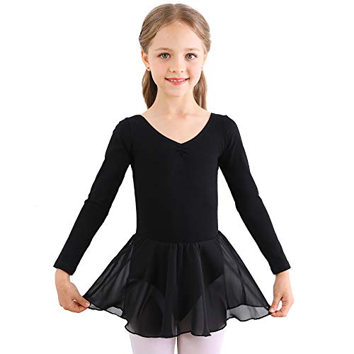 Bezioner Kinder Ballettkleidung Mädchen Ballettkleid Langarm Balletttrikot Ballettanzug Tanzkleid Tanzbody aus Baumwolle mit Chiffon Rock Tütü Schwarz 130 Bezioner Kinder Ballettkleidung Mädchen Ballettkleid Langarm Balletttrikot Ballettanzug Tanzkleid Tanzbody aus Baumwolle mit Chiffon Rock Tütü Schwarz 130 von Bezioner