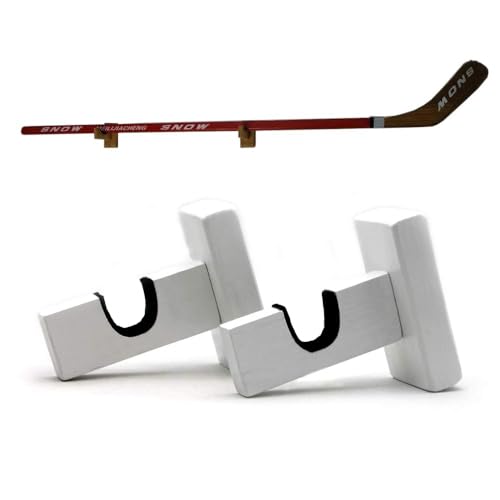 HAI+ Wandhalterung für Hockeyschläger, Eishockeyschläger, horizontale Aufhängung, mit Filzauskleidung, Ständer für jedes Zuhause oder Büro (weiß) von BiJun