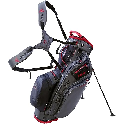 Big Max Dri Lite HYBRID 2 Golf Cartbag & Standbag - Wasserabweisend Charcoal Black Red von Big Max