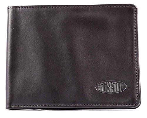 Big Skinny Herren Portemonnaie Super Skinny Leder Bi-Fold Slim Wallet für bis zu 30 Karten Schwarz von Big Skinny