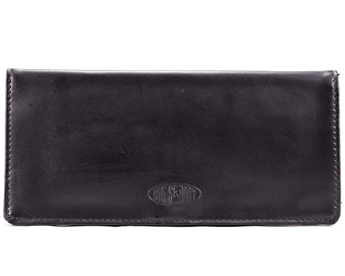 Big Skinny Damen Executive Leder Bi-Fold Scheckbuch Slim Wallet für bis zu 40 Karten Schwarz von Big Skinny