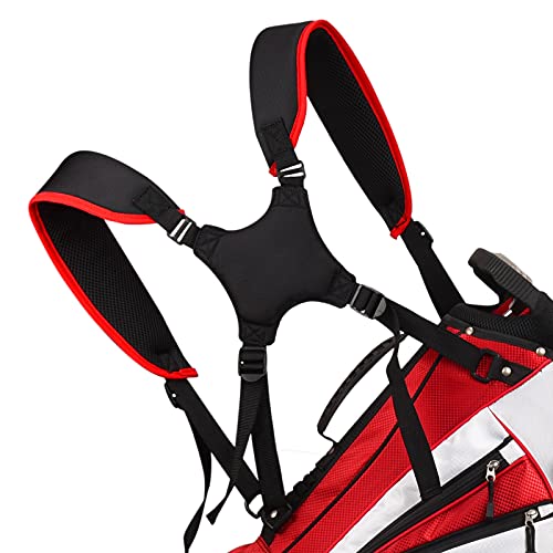 Golftaschengurt Universal Ersatz Schultergurt Verstellbar Gepolstert Rucksack Golftasche Zubehör (Rote Webkante) von Big Teeth
